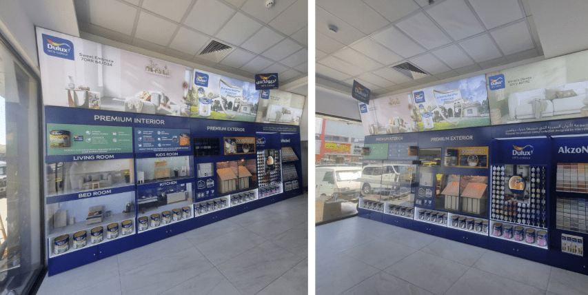 Shop wall graphic and, kiosk signage in dubai